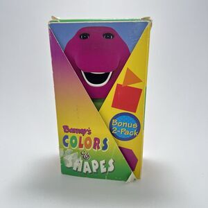 Barney Colors & Shapes Sing-Along Bonus 2-Pack VHS Video Tapes Set Blue Rainbow